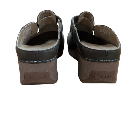 Dansko Caia Nubuck Leather Wedge Clog Olive Green Size 40 - Picture 4 of 13